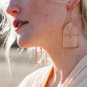 Stained Glass Statement Earrings Antique Gold - Sanctuary Project